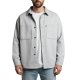 Light Gray Oversized Long-Sleeve Button-Down Shirt with Chest Pockets