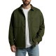 Olive Green Oversized Long-Sleeve Button-Down Shirt with Dual Chest Pockets